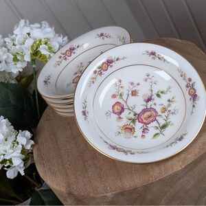 Vintage Noritake Asian Song Ivory China 5.5” Bowls Set of 6 Floral Gold Trim
